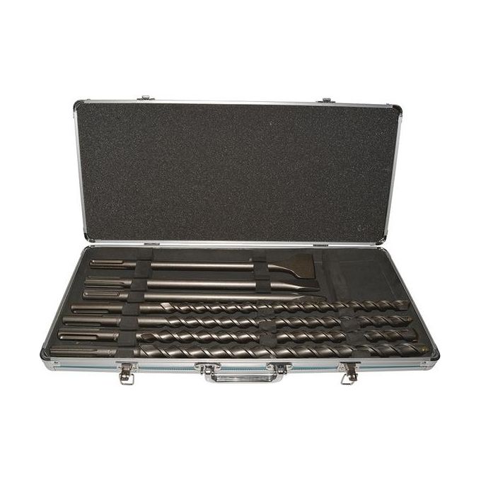 Makita D-42494 Set di punte per trapano 7 pz SDS-Max per martello perforatore lunghezza 540 mm contenuto: 4 punte (18 20 22 25 mm) 3 scalpelli custodia in alluminio colore Grigio