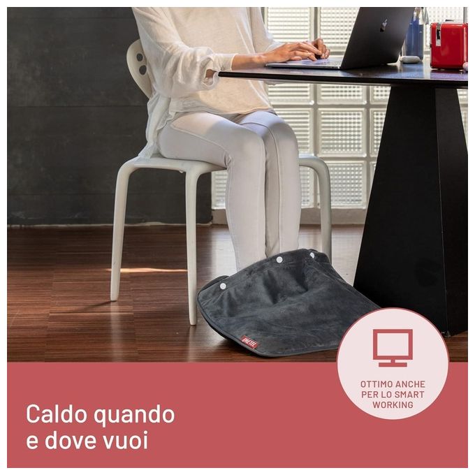 Imetec 26018 IntellisenseFeet Termoforo Scaldapiedi 5 Temperature 110 W Spegnimento Automatico Fodera Lavabile 48x50 cm colore Grigio