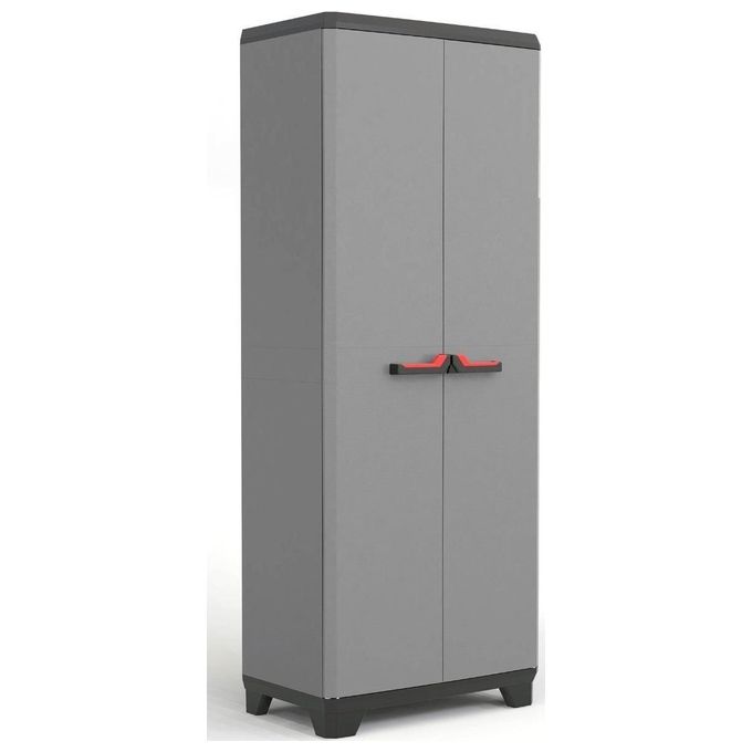 Keter Armadio In Resina Da Esterno Basic Tuttopiani 68X39X173 Cm Colore Grigio Doppia Anta Con Tre Piani Regolabili Resistente Al Gelo E Alle Intemperie