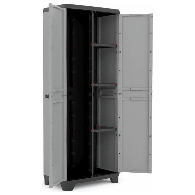 Keter 9722000 0615 Stilo Armadio Portascope Resina 3 Ripiani Regolabili Uso Esterno 68x39x173 cm colore Grigio