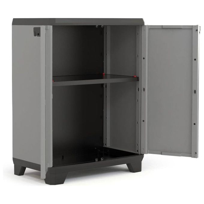Keter MOBRE-97230 Basic Armadio in Resina 2 Ante 1 Ripiano Regolabile 15 Kg Lucchettabile 68x39x90 cm colore Grigio