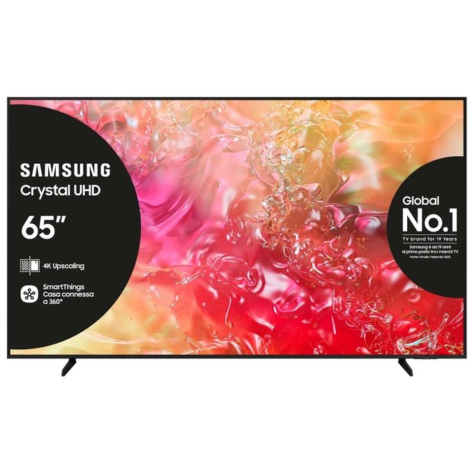 Samsung TV Crystal UHD 4K 65 pollici UE65DU7170UXZT Smart TV Wi-Fi Black 2024 Processore Crystal 4K 4K Upscaling Slim Look Design OTS Lite