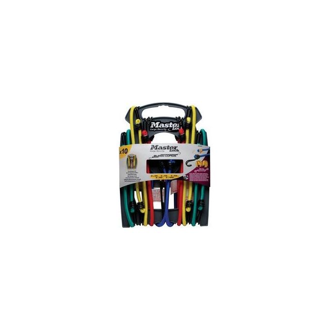 Master Lock 3043EURDAT Cavi Elastici con Ganci Invertito per Giardino 10 Pezzi