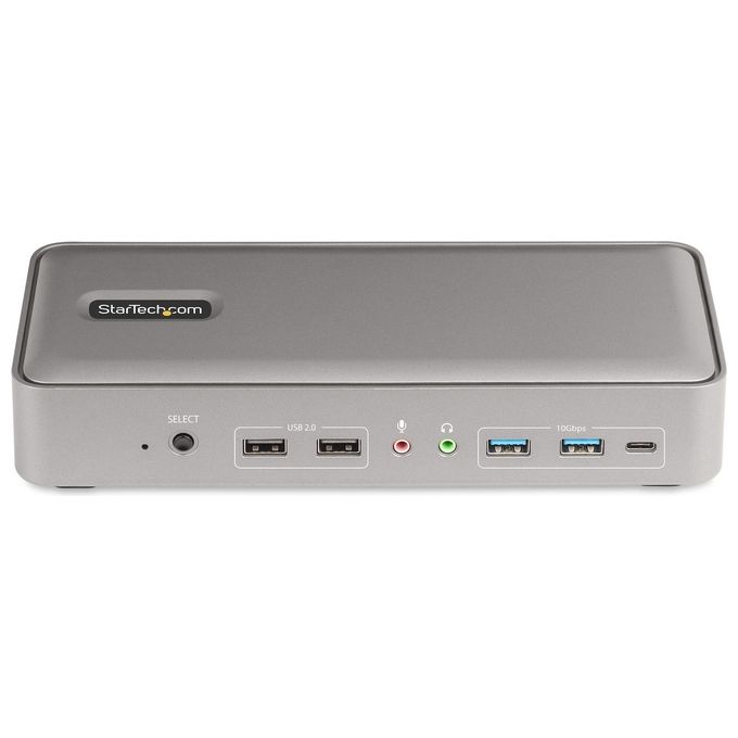 StarTech.com 129UE-USBC-KVM-DOCK KVM Docking Station USB-C per due laptop doppio monitor 4K 60 Hz hub USB 5 porte GbE alimentazione 90W 45W colore Argento