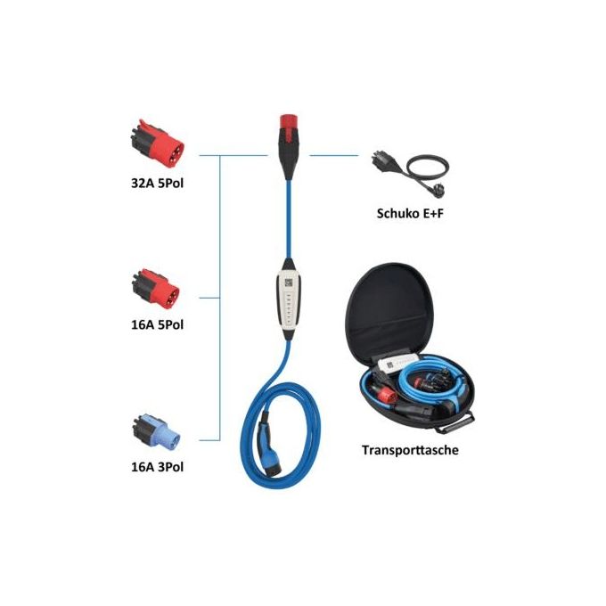 NRGkick 12101061 Caricabatteria per veicolo Presa Type 2 Potenza 22 kW Corrente 32 A Lunghezza cavo 10 m Wi-Fi Bluetooth IP67 colore Nero Blu Rosso