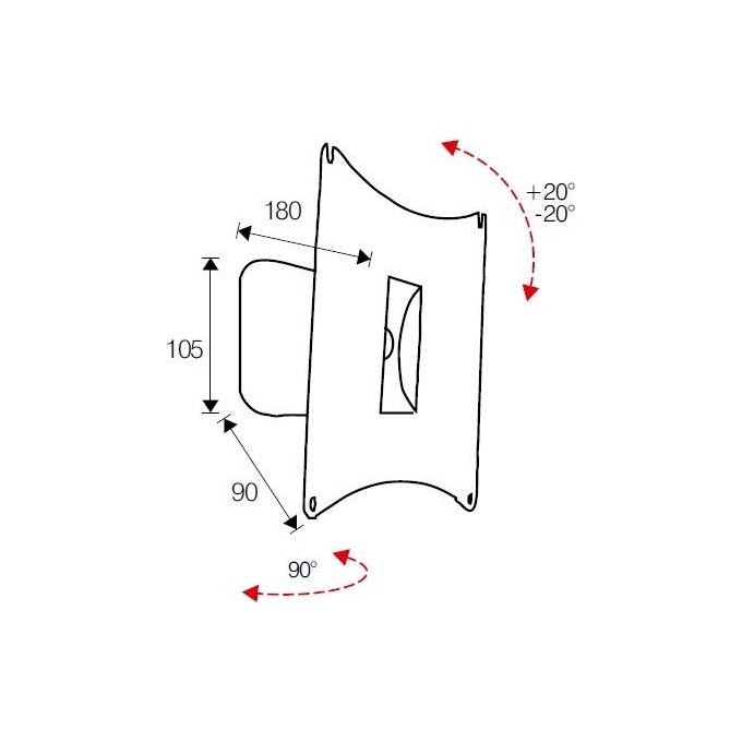 OMB 06070 Staffa a muro per TV 1 snodo VESA 50x50 200x200 Inclinabile e Rotabile 20 Kg colore Nero