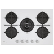 Candy CVG74WTW Moderna Piano cottura Gas 74.5 cm 5 fuochi Vetro temperato Wok 4000 W colore Bianco