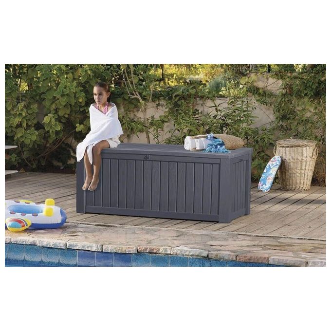 Keter Baule da Giardino Rockwood in Resina Marrone 570 Litri 155x72,4x64,4H Resistente e Pratico per l'Esterno