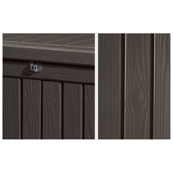 Keter Baule da Giardino Rockwood in Resina Marrone 570 Litri 155x72,4x64,4H Resistente e Pratico per l'Esterno