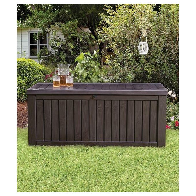 Keter Baule da Giardino Rockwood in Resina Marrone 570 Litri 155x72,4x64,4H Resistente e Pratico per l'Esterno