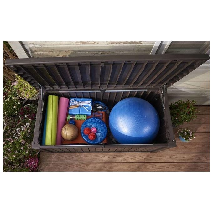 Keter Baule da Giardino Rockwood in Resina Marrone 570 Litri 155x72,4x64,4H Resistente e Pratico per l'Esterno
