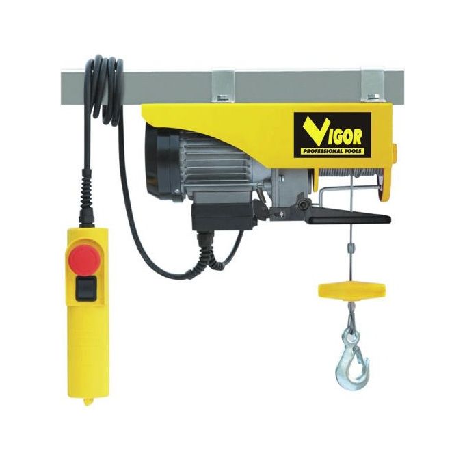 Vigor 49730-10 Paranco Elettrico 550 W portata 125 Kg 250 Kg cavo 12 m colore Giallo