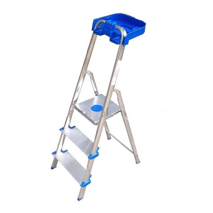 Colombo New Scal S112A03P Atlantica Scala a Sgabello 3 Gradini Extra Large Alluminio 150 Kg EN131 colore Blu