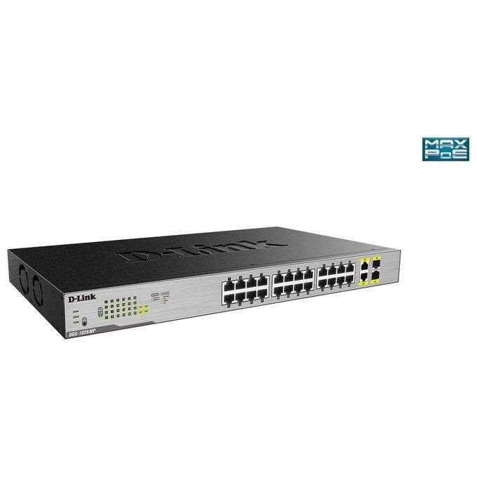 D-Link DGS 1026MP Switch unmanaged 24 x 10-100-1000 (PoE) + 2 x combo Gigabit SFP desktop, montabile su rack PoE