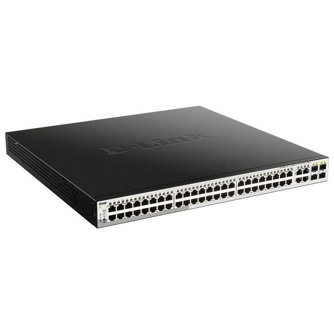 D-Link Web Smart DGS-1210-52MP Switch gestito 8 x 10-100-1000 (PoE+) + 40 x 10-100-1000 (PoE) + 4 x SFP desktop, montabile su rack PoE+