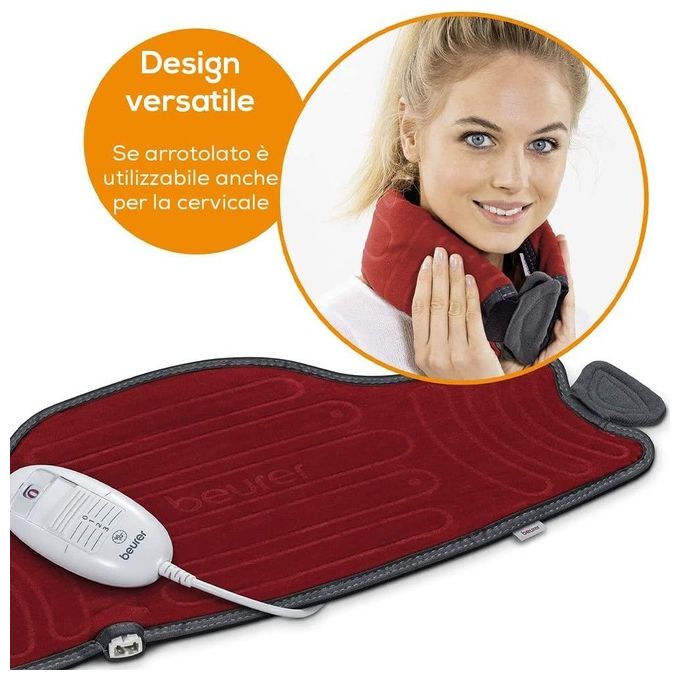 Beurer HK55 EasyFix Termoforo Cuscino Termico 100W 3 livelli di temperatura spegnimento automatico 90 min colore Rosso