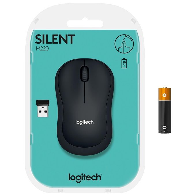 Logitech M220 Mouse Wireless, Pulsanti Silenziosi, 1000 DPI Ambidestro PC-Mac-Laptop, Grigio
