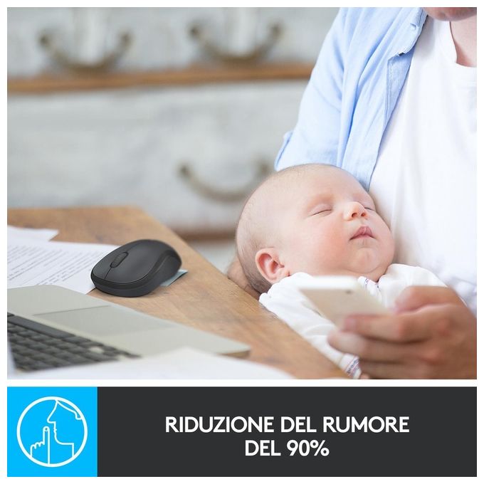 Logitech M220 Mouse Wireless, Pulsanti Silenziosi, 1000 DPI Ambidestro PC-Mac-Laptop, Grigio
