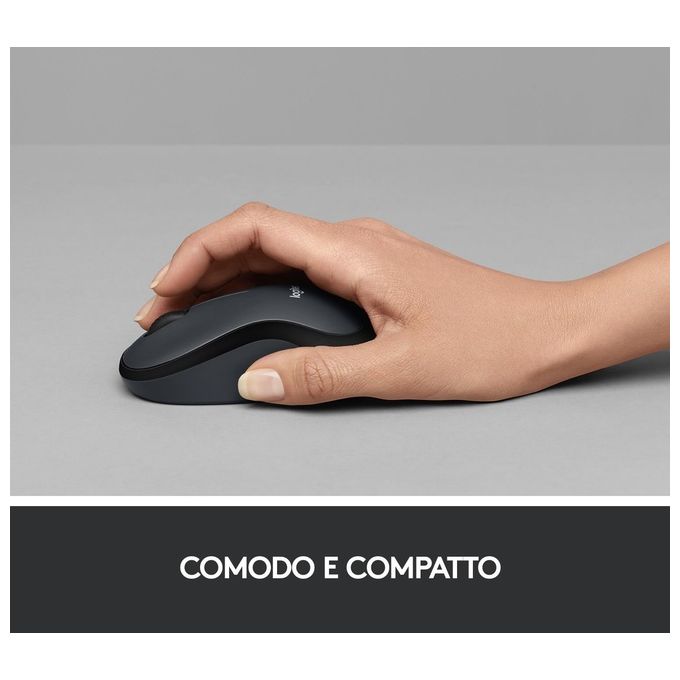 Logitech M220 Mouse Wireless, Pulsanti Silenziosi, 1000 DPI Ambidestro PC-Mac-Laptop, Grigio