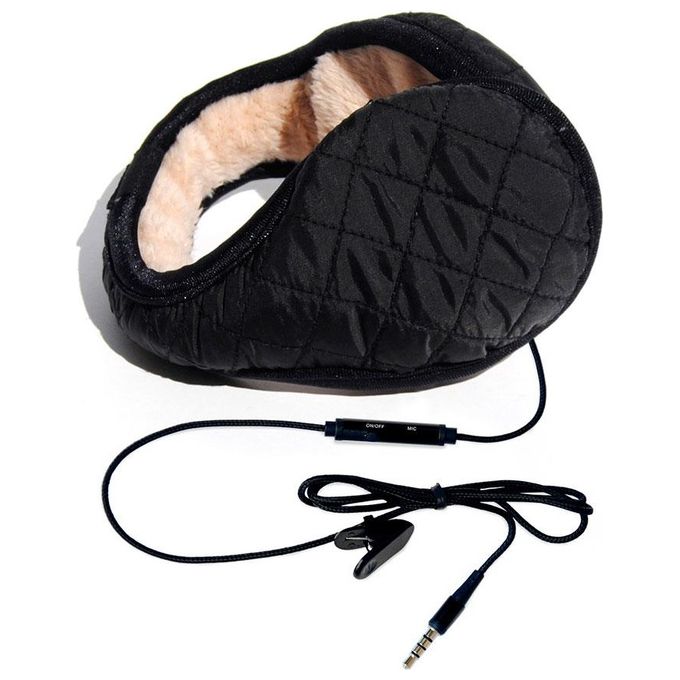 Hi-Ear Paraorecchie Musicale con Speaker e Jack 3.5 Trapuntato Nero