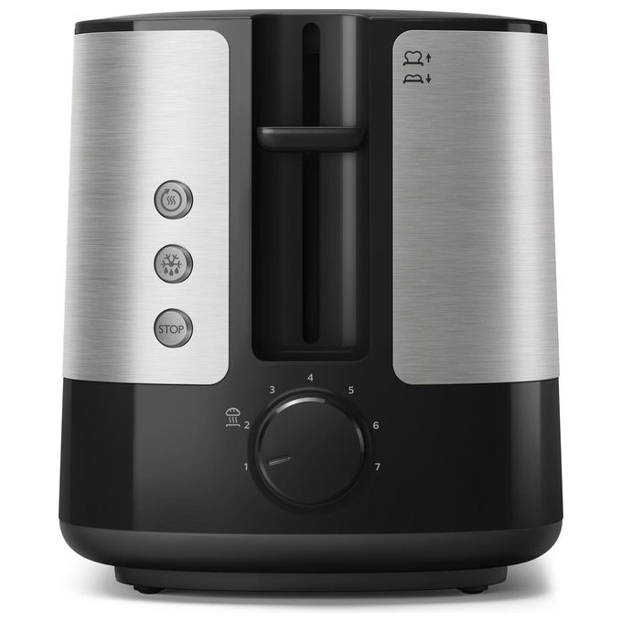 Philips HD2639 Viva Collection Tostapane con Lati in Metallo e Pinza per Sandwich 730W