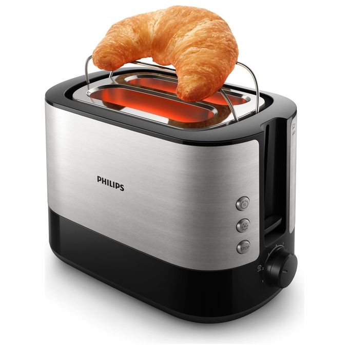 Philips HD2639 Viva Collection Tostapane con Lati in Metallo e Pinza per Sandwich 730W