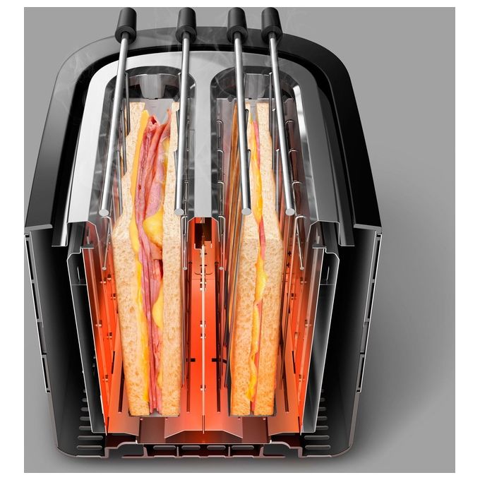 Philips HD2639 Viva Collection Tostapane con Lati in Metallo e Pinza per Sandwich 730W