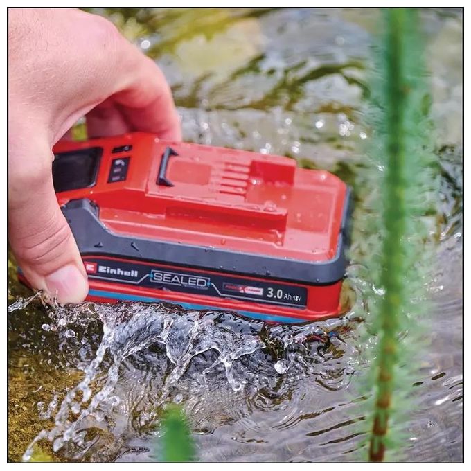 Einhell 4511618 SEALED Power X-Change PLUS Batteria 18 V 3 Ah IP57 LED a 3 livelli colore Nero Rosso