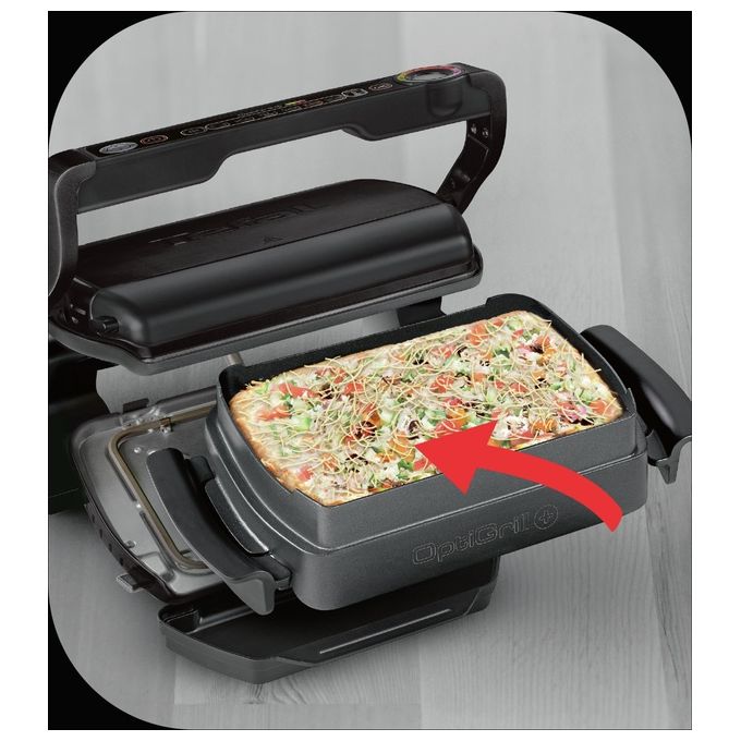 Tefal GC7148 OptiGrill+ Grill di Contatto 2000 W 6 Programmi Automatici Piastra Antiaderente Rimovibile colore Nero