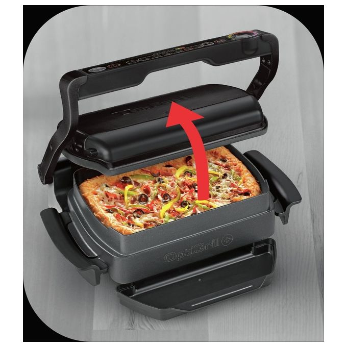 Tefal GC7148 OptiGrill+ Grill di Contatto 2000 W 6 Programmi Automatici Piastra Antiaderente Rimovibile colore Nero