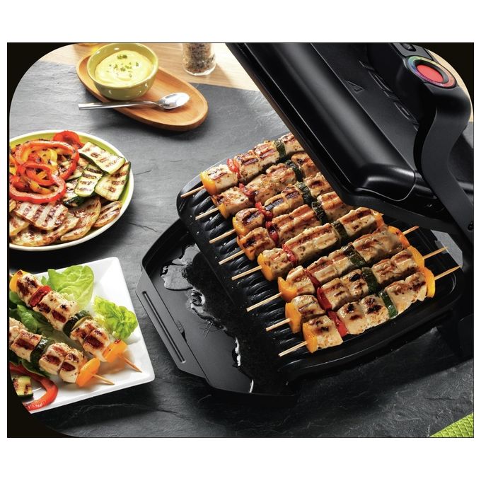 Tefal GC7148 OptiGrill+ Grill di Contatto 2000 W 6 Programmi Automatici Piastra Antiaderente Rimovibile colore Nero