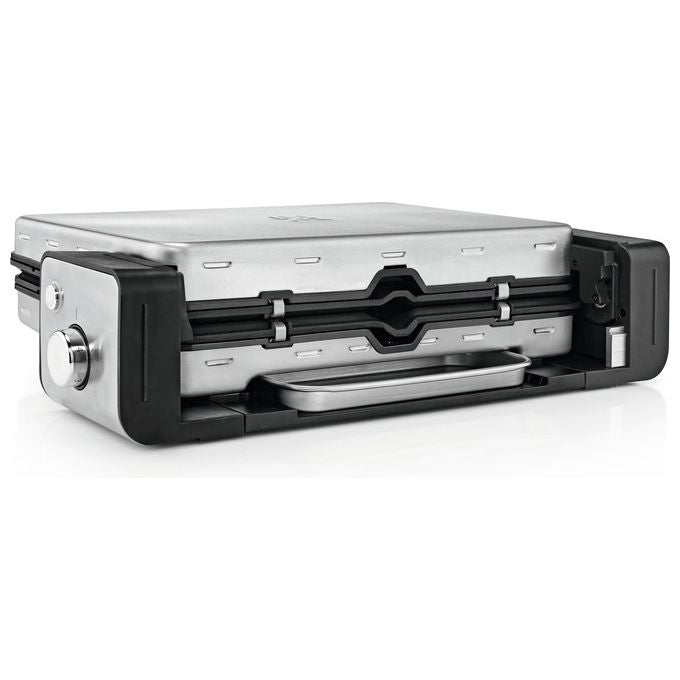 WMF 0415110011 Lono Griglia a Contatto 2 in 1 2100 W Piastra Antiaderente Rimovibile con Vassoio Raccogligocce colore Nero Acciaio inox