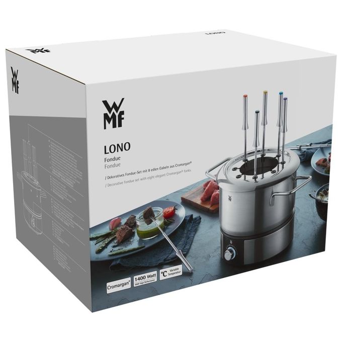 WMF Lono Set per Fonduta Fino a 8 Persone Temperatura Variabile 1400W in Cromargan