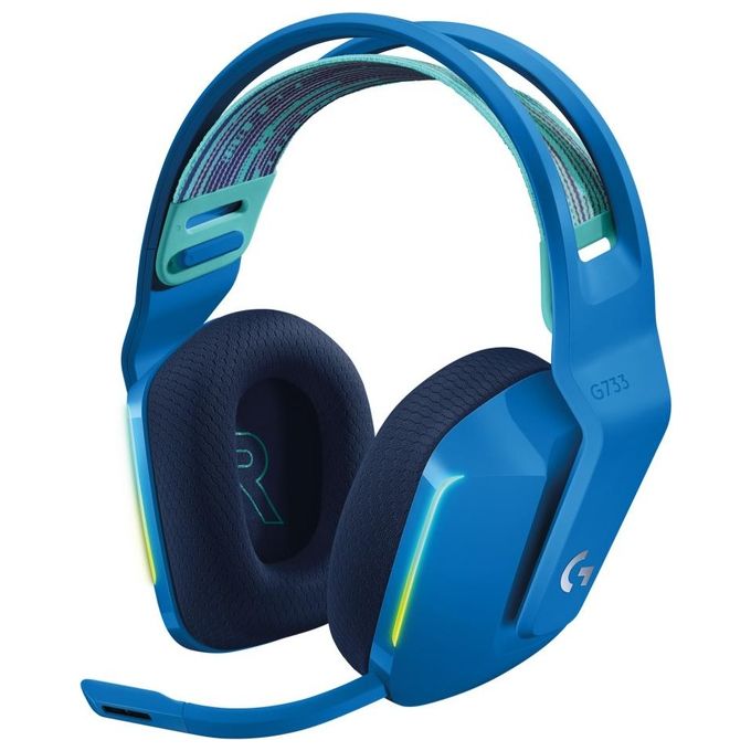 Logitech G 981-000943 G733 Cuffia Wireless da Gaming con Microfono LIGHTSPEED Durata Batteria Fino a 29 Ore Illuminazione RGB Personalizzabile Driver PRO-G 40 mm Blue VOICE Microfono Rimovibile colore Blu