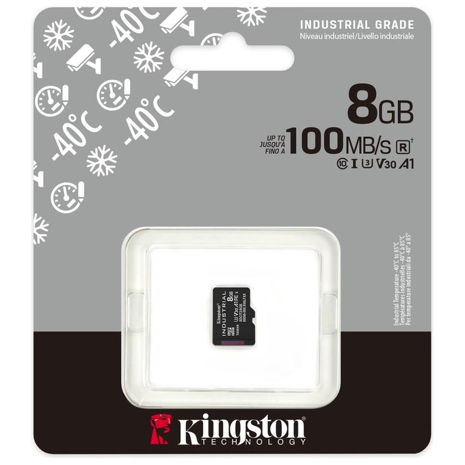 Kingston Technology SDCIT2-8GBSP Scheda microSDHC Industriale 8GB C10 A1 pSLC UHS-I V30 colore Nero