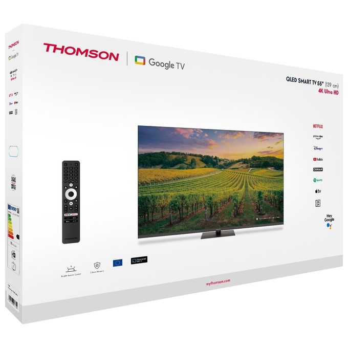 Thomson 55QG5C14 Smart TV 55'' QLED 4K Ultra HD Google TV Dolby Vision HDR10 Wi-Fi Bluetooth 5.1 colore Grigio