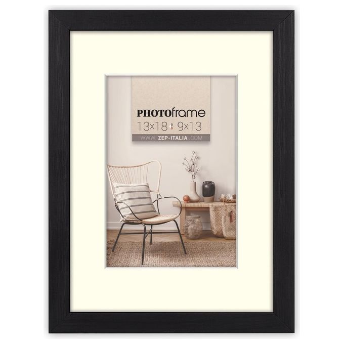 ZEP Malmo Black Cornice Portafoto 9x13cm-13x18cm in Legno con Passepartout