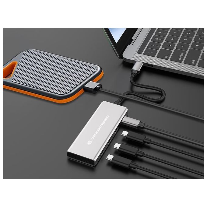 Conceptronic HUBBIES16G Hub di Interfaccia USB 3.2 Gen 2 Type-C 10000 Mbit-s Grigio