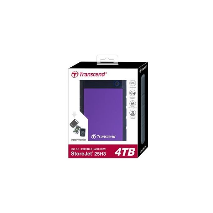Transcend StoreJet 25H3 4000GB Black Purple 4000 GB, 2.5'' HDD, Serial ATA Usb 3.0
