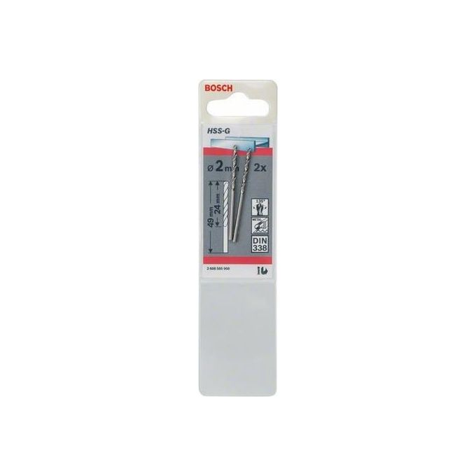 Bosch 2 Punte per Metallo HSS-G 2.0x24x49mm
