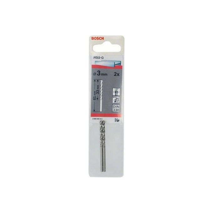 Bosch 2 Punte per Metallo HSS-G 3.0x33x61mm