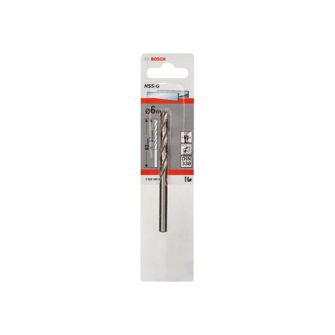Bosch 2608585926 Punta per Metallo HSS-G DIN338 6 mm x 57 x 93 mm angolo 135° attacco cilindrico