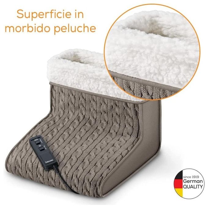 Beurer FWM40 - Massaggiatore elettrico per piedi, tecnologia massaggio Shiatsu + calore, 2 livelli di intensita', Alimentazione a rete, Funzioni: riscaldamento integrato e soffice fodera lavabile, Colore Beige