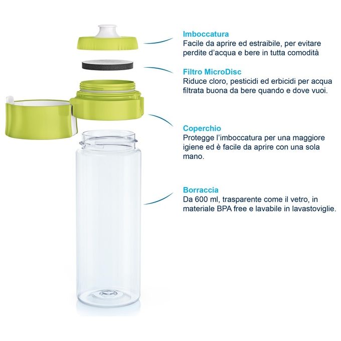Brita Fill and Go Vital Brita Fill and Go Vital Pink Bottiglia con Filtro Lime-Trasparente