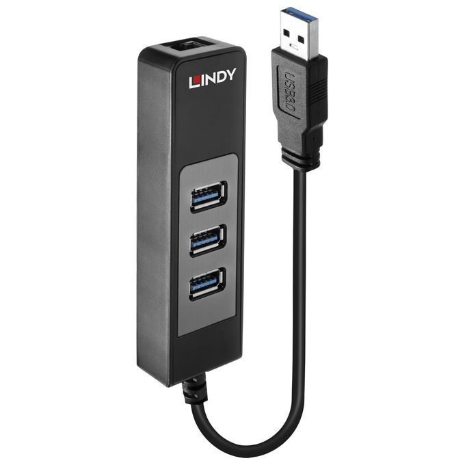 Lindy Adattatore Usb 3.0 Gigabit Ethernet e Hub
