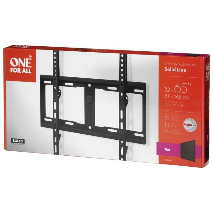 One For All WM4411 Supporto da Parete per Tv Montaggio a Muro Fisso Dimensioni Schermo 32-60'' Massimo Peso 100kg Nero