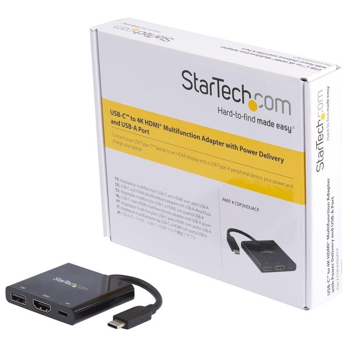 Adattatore multifunzione USB-C a HDMI 4K con fornitura di alimentazione e porta USB-A