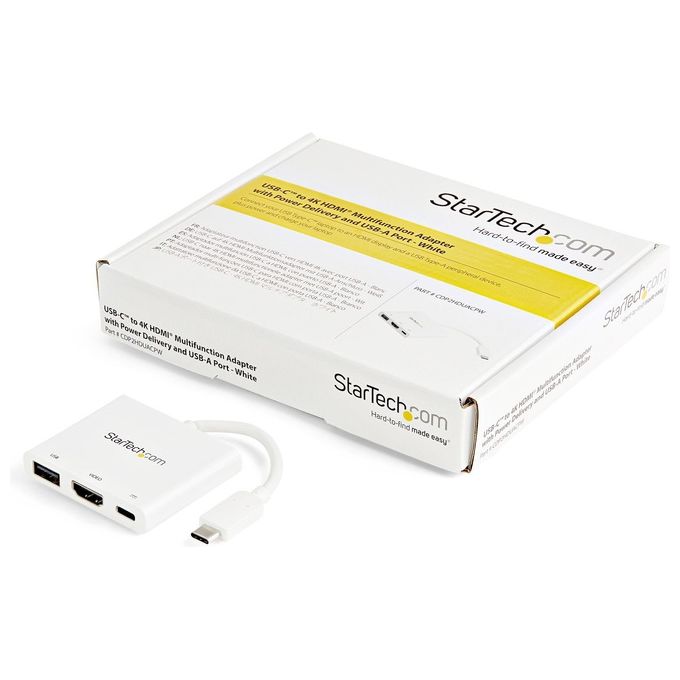 Startech Adattatore Multifunzione USB-C a HDMI 4k con Power Delivery e porta USB-A - Bianco
