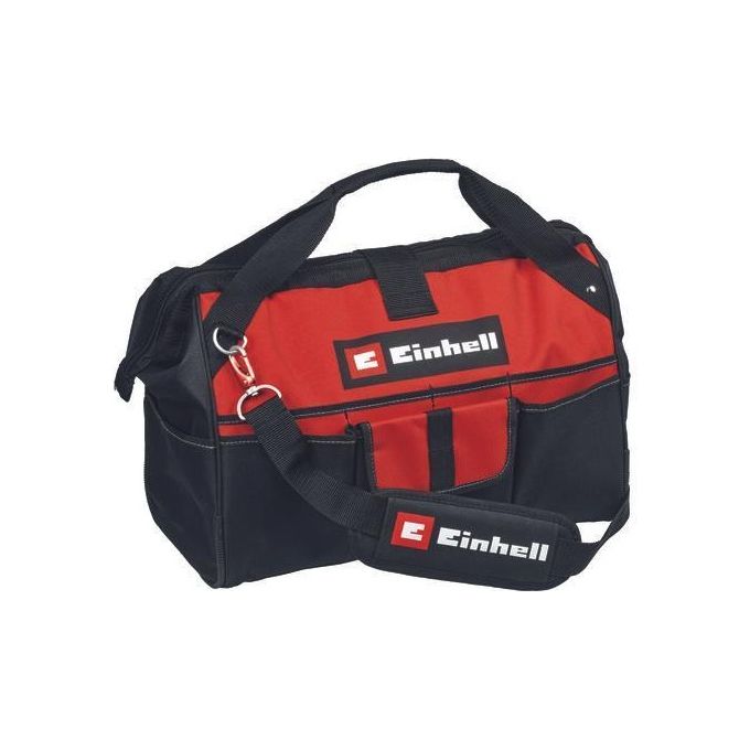 Einhell 4530074 Borsa Portautensili 45x22x29 cm con Base Rinforzata 8 Tasche Esterne 4 Interne Compatibile Power X-Change colore Nero-Rosso
