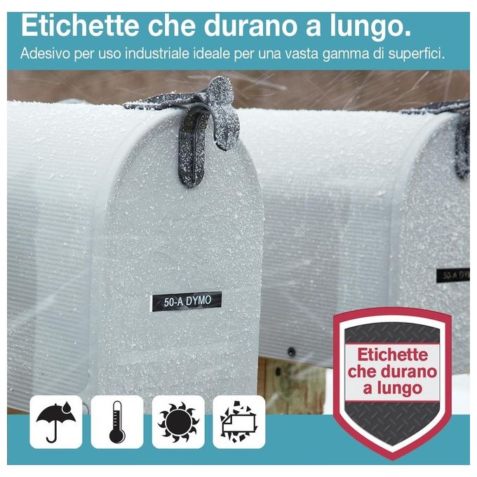 DYMO d1 Durable 12 mm x 3 m nero Arancione Permanente